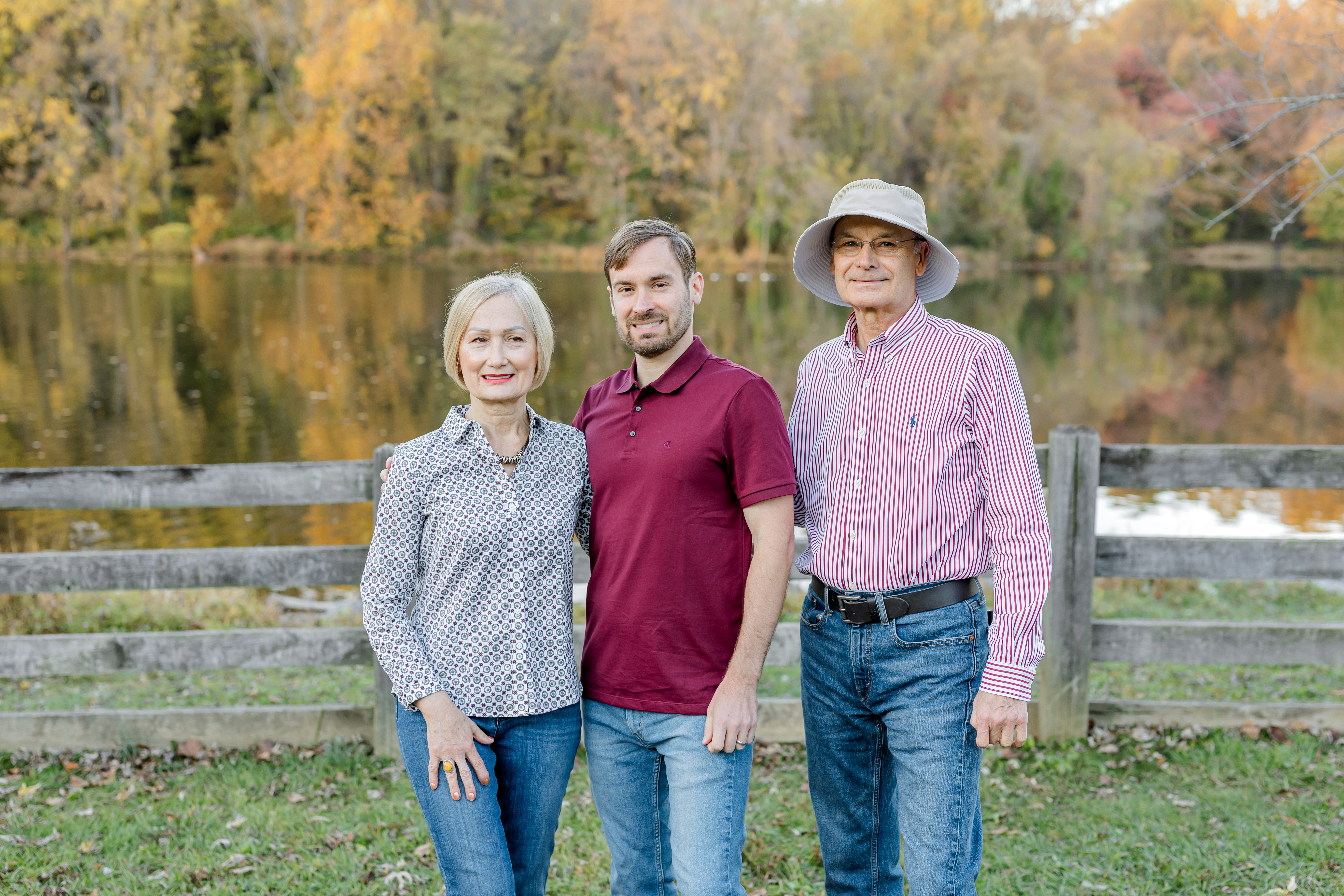 Mieszko Gorski with family by a lake in the fall